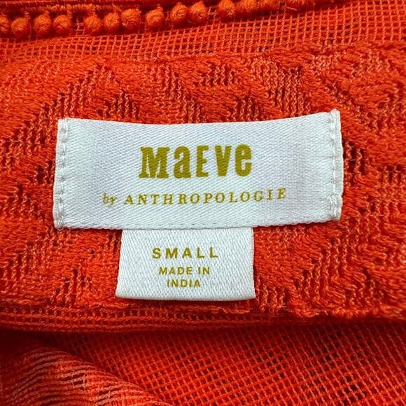 Maeve Anthropologie Dress Womens Small Orange Lace Button Shirt Midi Boho Beach - Picture 8 of 13